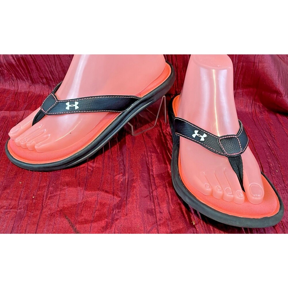 Girls Under Armour 4D Foam Pink/Black Comfort Padded Thongs FlipFlops Sandals 5Y